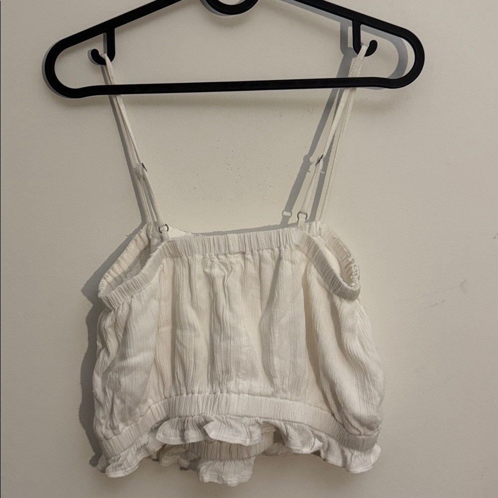 White Ruffled Crop Top - Picture 2 of 3
